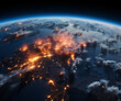Apocalyptic Flames: Earth's Plight from the Cosmic View, Generative AI
