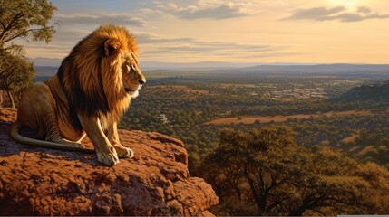 Wall Mural - lion on the hill