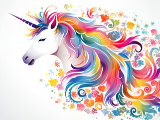  white horse with ribbons,pony,artAI generated