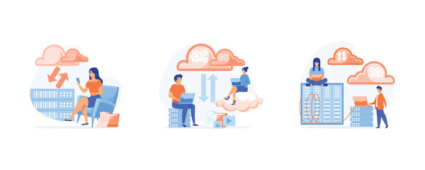 Poster - cloud storage concept, information hosting technology, data storage and backup, cloud data server, s