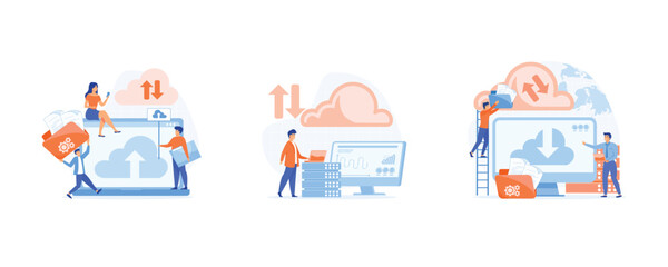 Poster - business technology concept, file upload backup on cloud server storage, cloud computing service , o