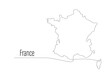 France map one continuous line drawing. Country single line contour map, shape of country. Map silhouette of European country, state in EU. Drawing editable stroke. Vector minimalist illustration