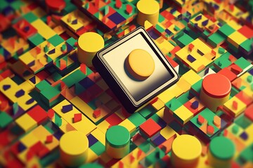 3D Render Colorful Retro Vintage Abstract Remix Design Background