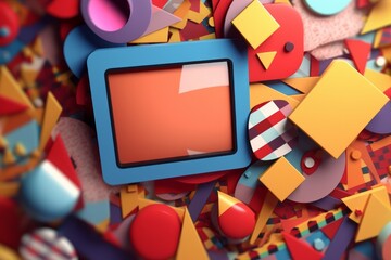 3D Render Colorful Retro Vintage Abstract Remix Design Background