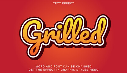 Grilled text effect template in 3d design. Text emblem for advertising, branding, business logo