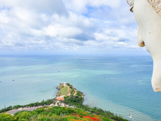 Wall Mural - Beach view from a shoulder of Statue of Christ the King of Vung Tau