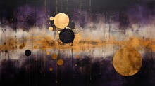 Abstract Background Of Hanging Wall Decor Purple Gold Circle ,Generative Ai