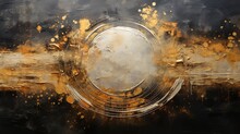 Abstract Background Of Hanging Wall Decor White Black Gold Circle ,Generative Ai