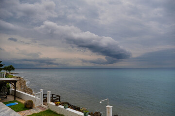  Beautiful view of sea with stormy clouds