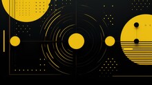 Abstract Yellow Black Geometric Background, AI Generated Image