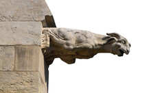 A Gargoyle At The Nevers Cathedral (in France) Isolated On The Transparent Background