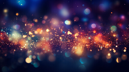 Poster - abstract colorful glittering effect defocused design on dark background, shiny elegance fantasy brig