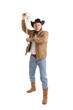 © Pixel-Shot - Mature cowboy with lasso on white background