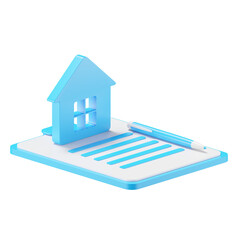 Poster - 3d icon rendering of real estate agreement paper, contract, document isolated background.