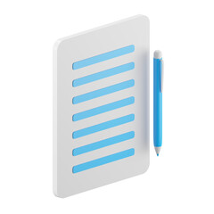 Poster - 3d icon rendering of agreement paper, contract, document isolated background.