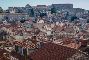 Wall Mural - Aerial view from walls in Old Town of Dubrovnik city, Croatia