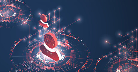Isometric digital abstract technology background.