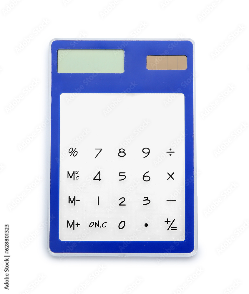 Modern calculator on white background