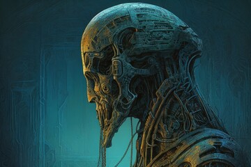 Poster - Robot head. Generate Ai