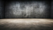 © AngrySun - Empty room with concrete walls, dark interior with spotlights. Industrial copy space. Generative AI