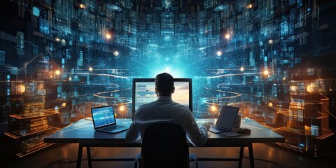 Digital technologies and Internet connection. Generated by AI.