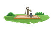 Tubewell, Water pump agriculture equipment for water distribution isolated on natural background - vector