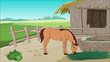 Farm animals with background. horse illustration - Vector