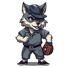 Cute Wolf Baseball Mascot Illustrations