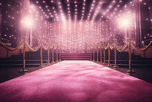 Barbie Movie Themed Gala Night Pink Themed Red Carpet Walk Representation. Generative Ai