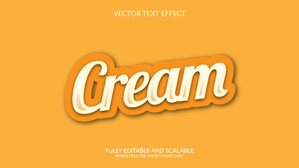 Wall Mural - Cream 3D Fully Editable  Vector Eps Text Effect Template Design 