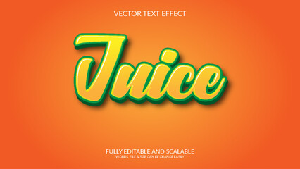 Wall Mural - Juice 3D Fully Editable  Vector Eps Text Effect Template Design 