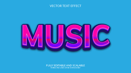 Wall Mural - Music 3D Fully Editable  Vector Eps Text Effect Template Design 