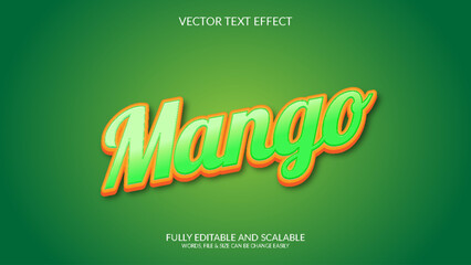Wall Mural - Mango 3D Fully Editable  Vector Eps Text Effect Template Design 