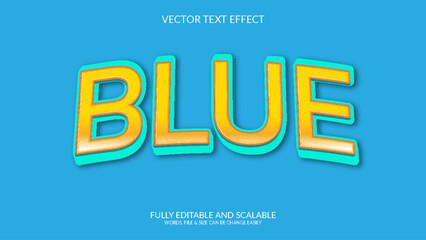 Wall Mural - Blue 3D Fully Editable  Vector Eps Text Effect Template Design 
