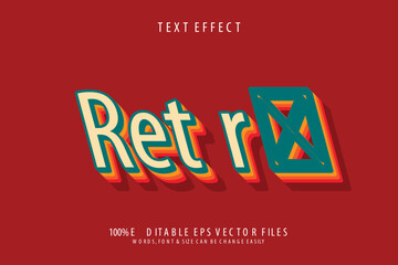 Wall Mural - Retro 3D Fully Editable  Vector Eps Text Effect Template Design 