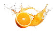 Orange with Splashes - White Isolated Background. AI