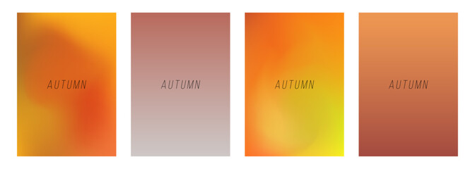 Aufkleber - Set of fall season color backgrounds with soft color gradients and blurred effect for autumn creative graphic design. Vector illustration.