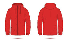 Red Outdoor Hoodie Jacket Mockup Front And Back View