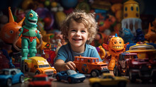 A Child Playing With Colorful Toys