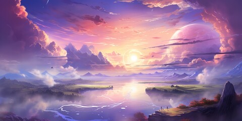 Poster - Beautiful Landscape, Sky with Clouds, Sunset