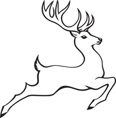 Fototapete - Monochrome deer with majestic antlers, evoking a trophy-like presence; elegant and captivating design in classic style