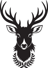 Fototapete - Monochrome deer head with elegant antlers, resembling a prized trophy; captivating design in a classic style