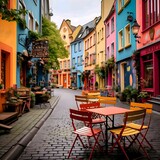 Fototapeta Uliczki - Colourful street in the town
