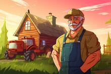 Farmer Man Cartoon Illustration