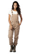 © Keitma - Woman craftswoman worker wearing a beige overalls , full body view, isolated on transparent background (PNG)