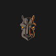 rhino head simple logo with dark side