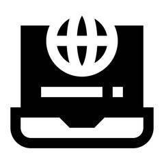 Poster - laptop icon. internet technology concept. icon in line style