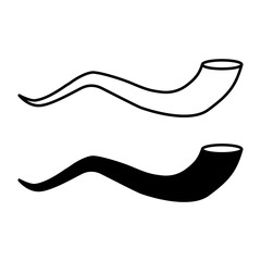 Set of Shofar horn icon, graphic religion design symbol, ritual web sign vector illustration