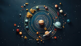 Fototapeta Kosmos - Celestial Ballet: Planets in Harmonious Orbit Around the Sun