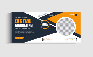 Wall Mural - Digital marketing agency Facebook cover and web banner template